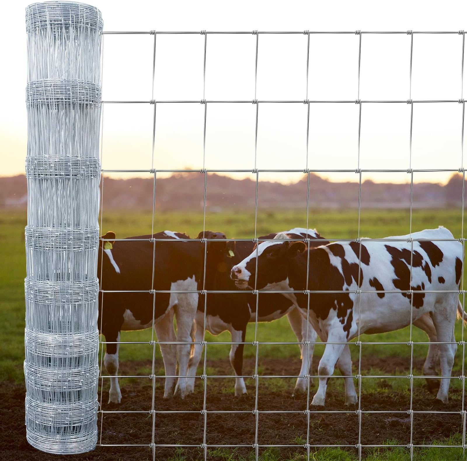 ROOMTEC Farm Wire Fencing 4×164ft Woven Galvanized Cattle Panel Rolls of Heavy Zinc Coating for Cattle, Goat, Livestock