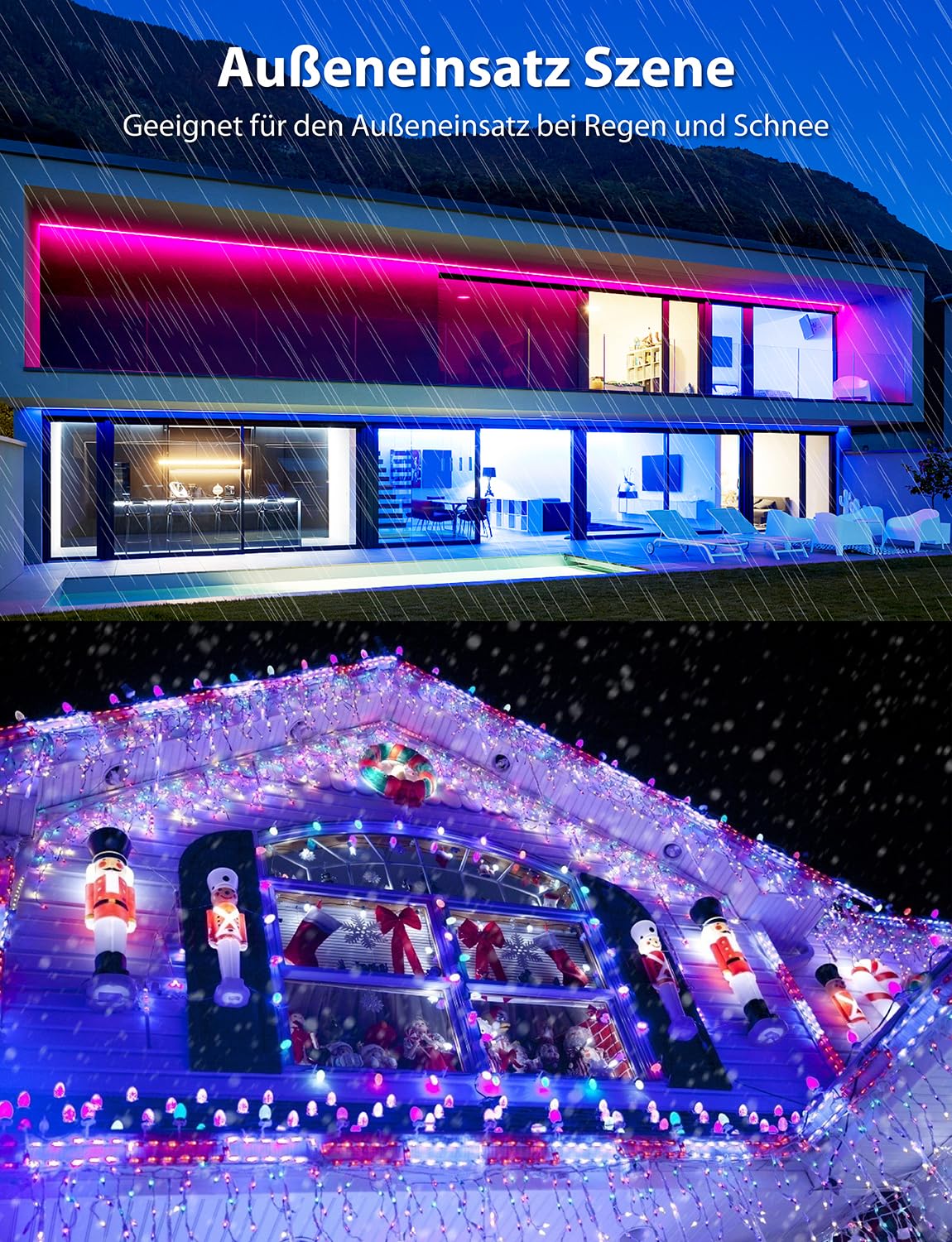 30M 2023 LED Lichtband RGB Strip Außen Bluetooth LED Streifen RF Fernbedienung Lichterschlauch Funktioniert mit Alexa & Google Assistant Wasserdicht IP65 Lichterkette App-Steuerung Musik-Sync