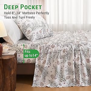 Gogreen 4PC Full Christmas Sheet Set Fit 16", Breathable Microfiber Super Soft Full Size Sheet Set, Luxury Hotel Style Home Decor Full Bed Sheet Set, Gift for Women, Men - Christmas Nuts