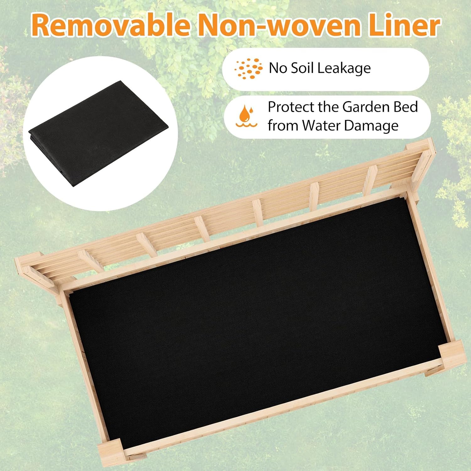 Giantex Raised Garden Bed with Trellis, Wooden Elevated Planter Box with Legs, Drainage Holes for Climbing Plants Vines Vegetables Flowers Herbs, Outdoor Horticulture Planter for Patio Backyard
