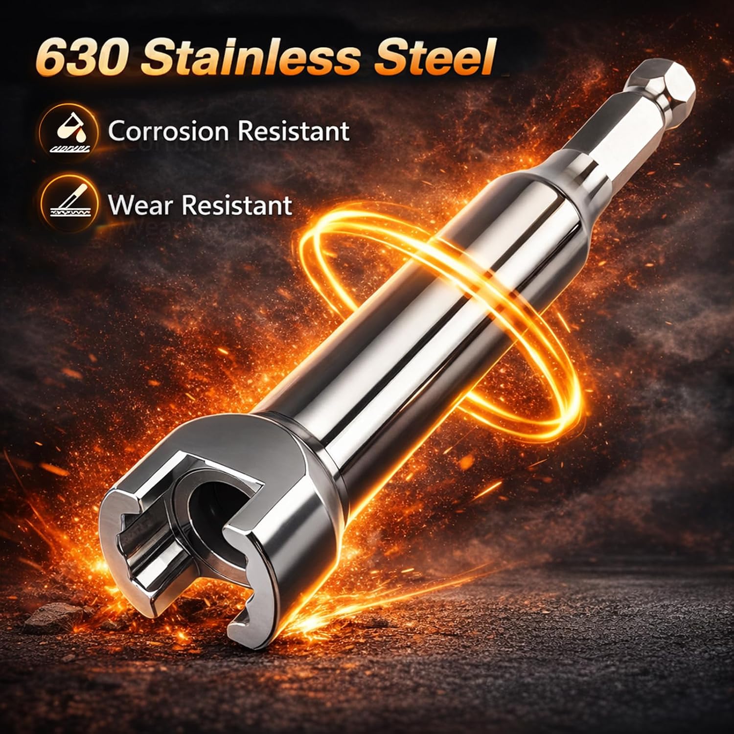 Upgraded Stainless Steel 11/16"(17mm) Channel Adapter Nuts & Bolts Drill Bit Socket Tool for 17mm Bolt Head Compatible with 1-5/8" 2-7/16" Channels and Struts