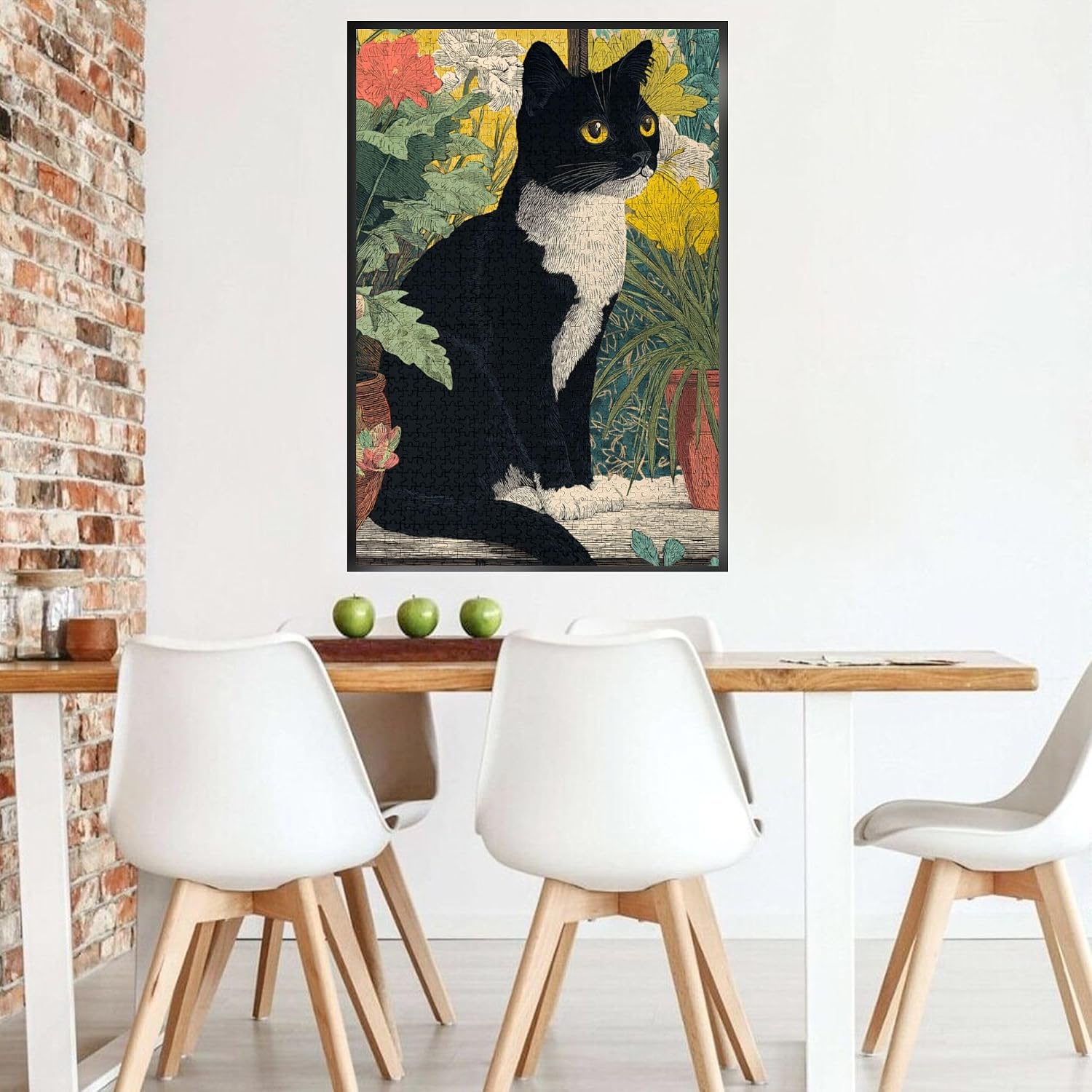 1000 Piece Puzzle for Adults – Tuxedo Cat & FloralChallenging Aesthetic Jigsaw Puzzle for Relaxing Mindfulness， Stress Relief， Home Decor and Gift