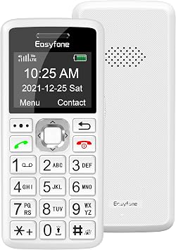 Easyfone T200 4G Sim-Free Feature Mobile Phone, Easy-to-Use Big Button Clear Sound Dumb Basic Phone for Seniors and Kids or Digital Detox White