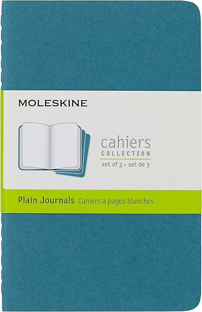 Moleskine Cahier Pocket/A6, 3er Set, Blanko, Lebhaftes Blau