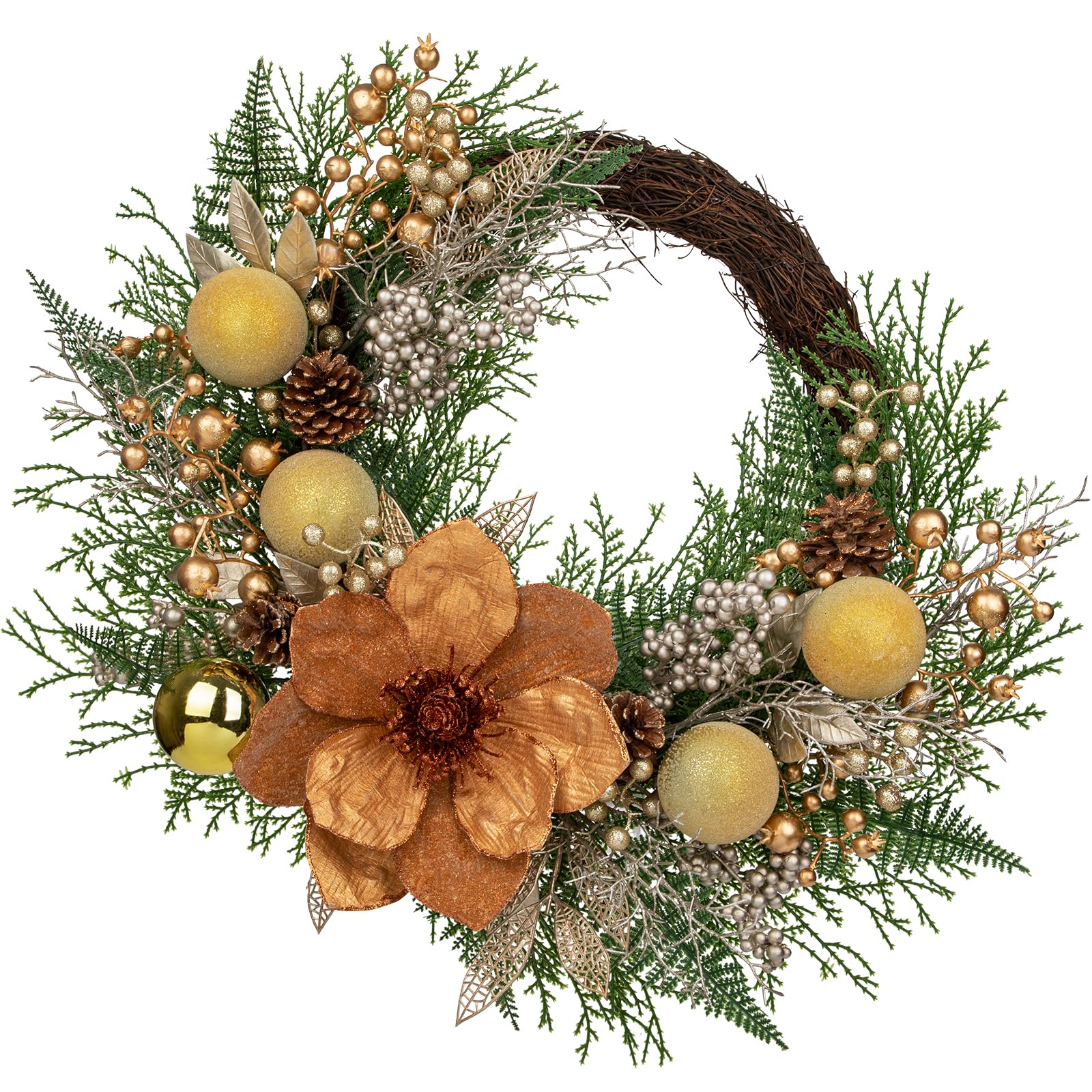 Couronne de Noël luxueuse de 61 cm faite main pour intérieur