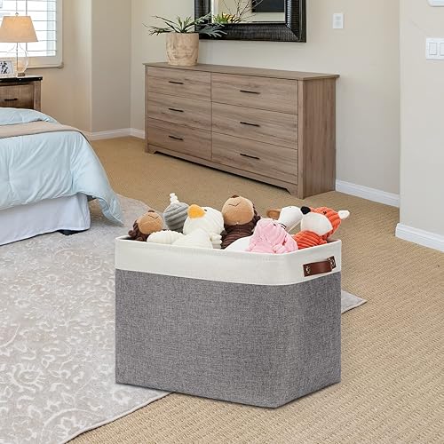 Miniatura 8 de DULLEMELO Paquete de 4 cestas plegables de 12 x 12 x 12 pulgadas + 2 cestas grandes de 16 x 12 x 12 pulgadas (blanco y gris)