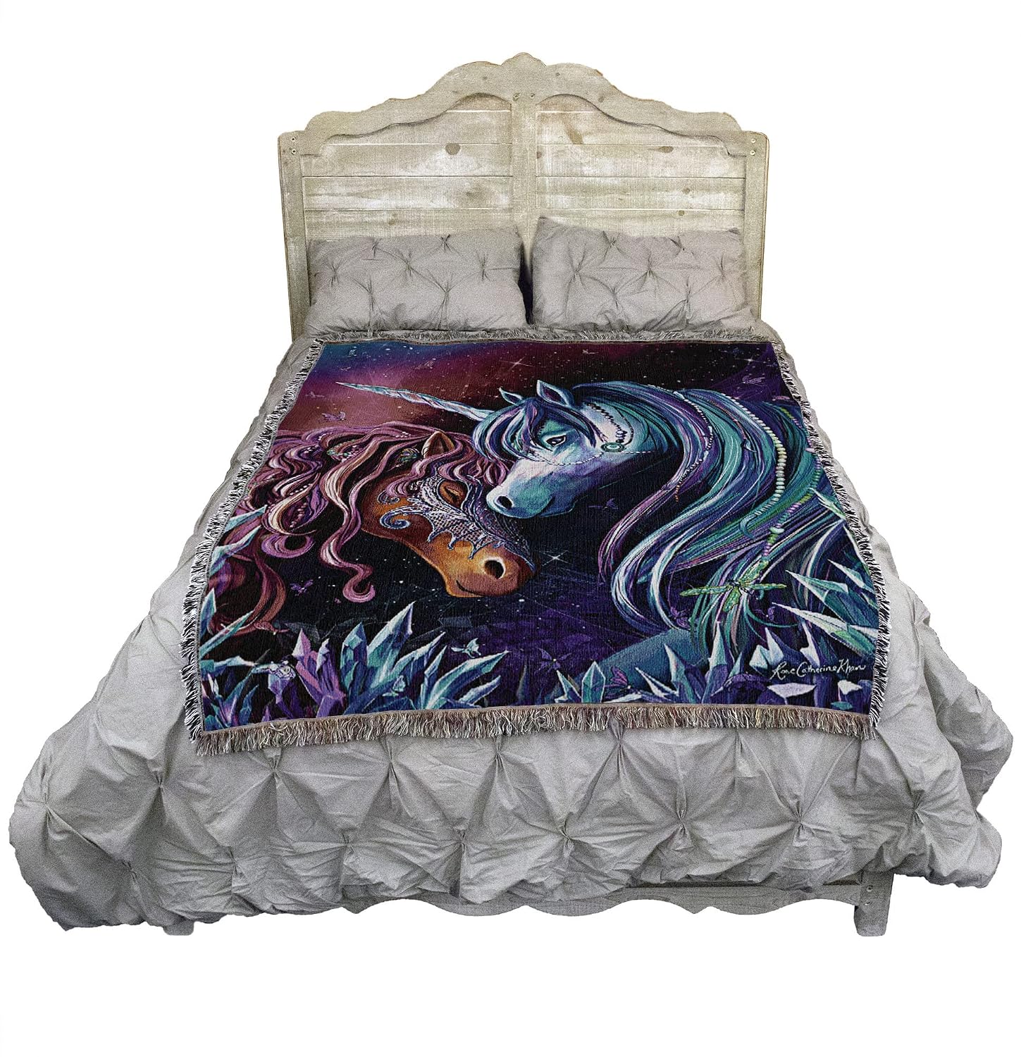 Pure Country Weavers Crystal Garden Blanket by Rose Khan - Gift Fantasy Tapestry Throw Woven from Cotton - Made in the USA (72x54)