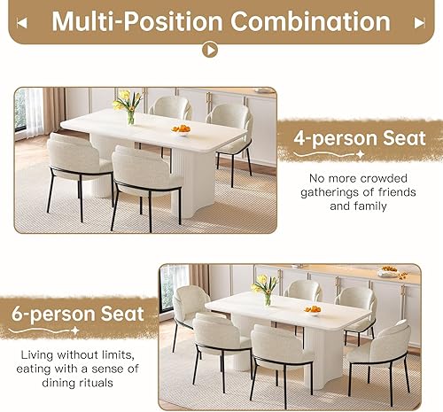 Miniatura 6 de Juego de mesa de comedor y sillas de 7 piezas para 6, mesa de cocina rectangular de 62.99 pulgadas con 6 sillas, juegos de cocina y comedor con