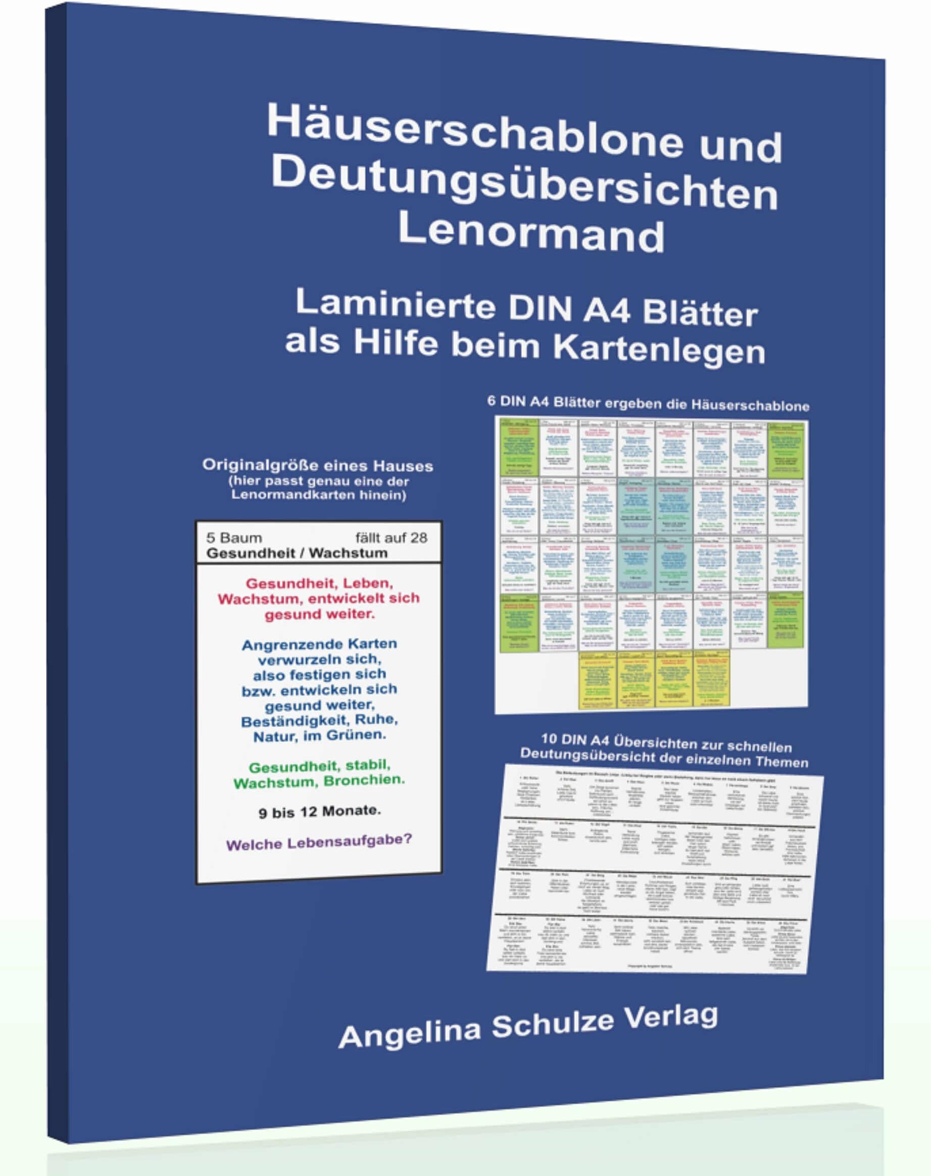 Häuserschablone und Deutungsübersichten Lenormand: Laminierte DIN A4 Blätter als Hilfe beim Kartenlegen Cards