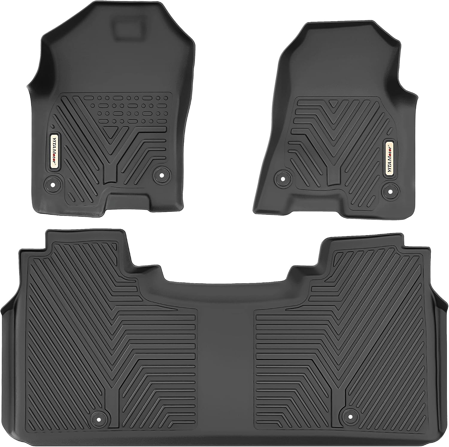 YITAMOTOR Floor Mats Compatible with 2019-2023 Dodge Ram 1500 Crew Cab New Body with Rear Under Seat Storage Box, Front & 2nd Seat 2 Row Liner Set, Black TPE All-Weather Guard - Custom Fit