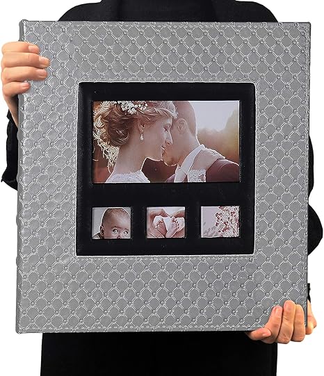 Amazon Com Recutms Photo Album 4x6 600 Photos Extra Big Capacity Leather Cover Wedding Family Photo Albums Holds 600 Horizontal And Vertical 4x6 Photos With Black Inner Pages Grey Home Kitchen