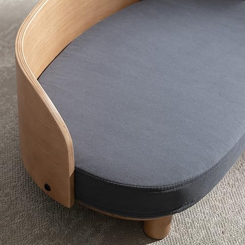 Miniatura 3 de Sofá para perro, camas para perros con cojín extraíble, sofá para mascotas con patas de madera maciza y respaldo de madera doblada, sofá para perros