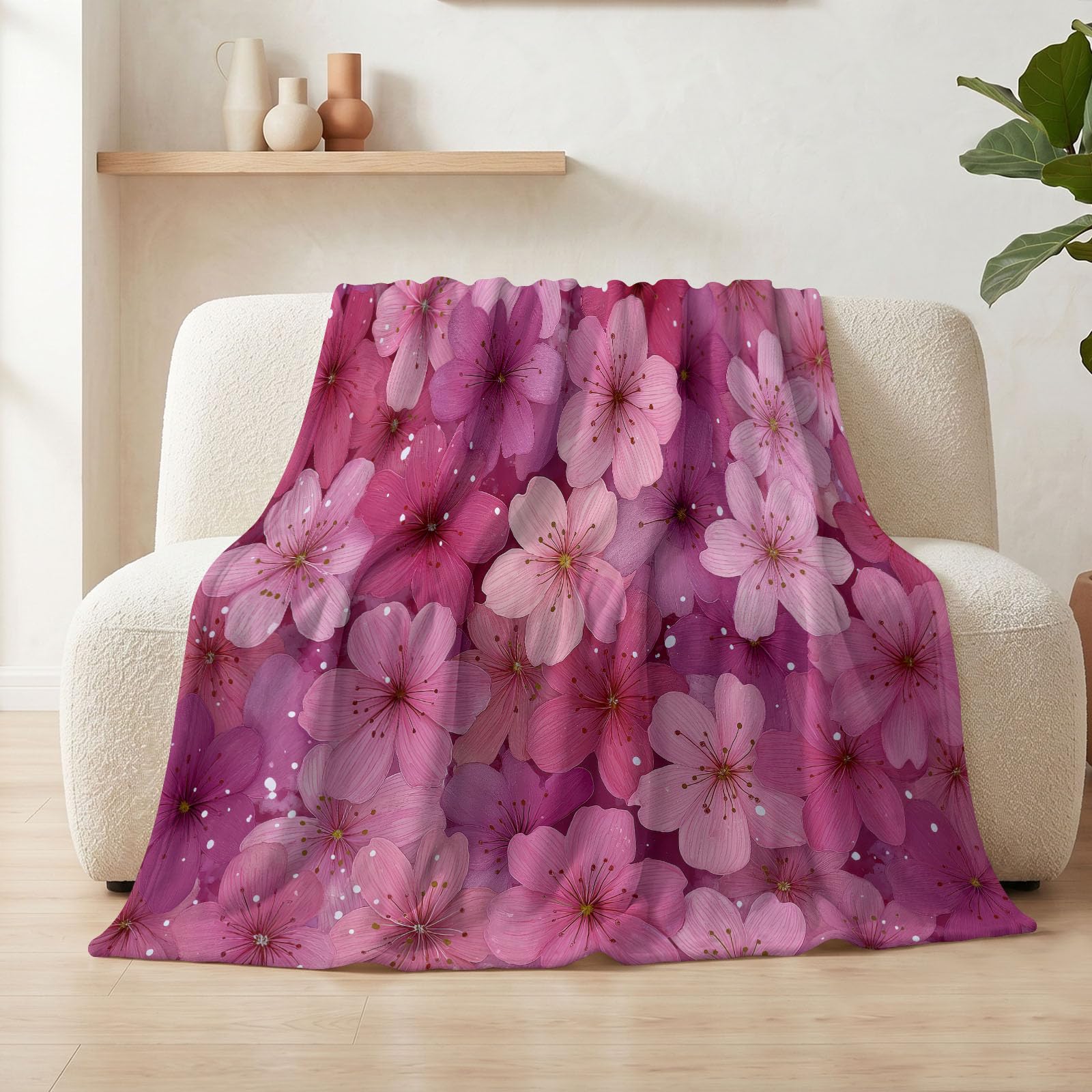 Koc Romantyczny Kwiatowy 150 x 200 cm Narzuta Dzieci Nastolatek