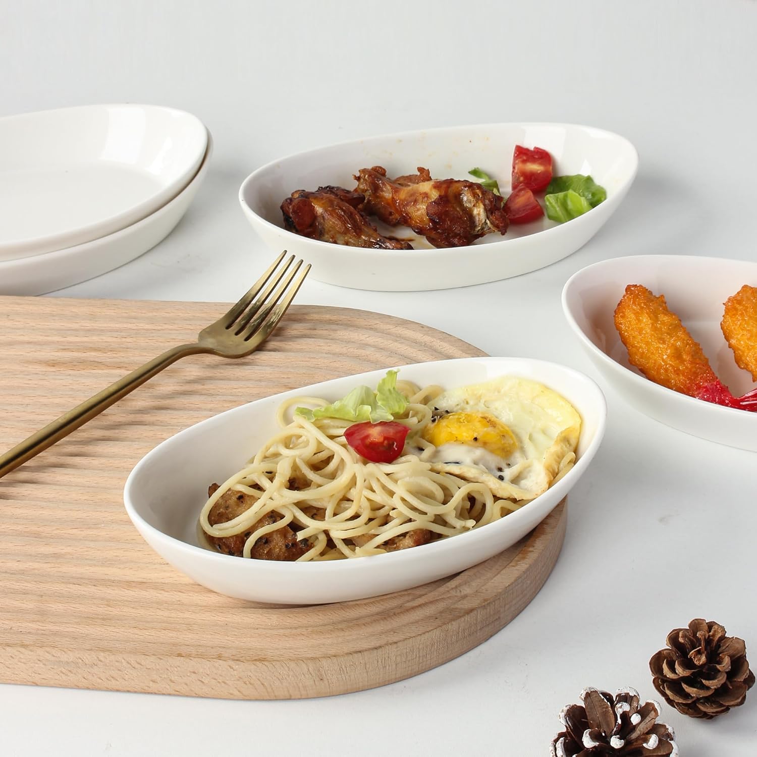 Au Gratin Baking Dishes for Oven Safe, Porcelain Mini Casserole Dish (8pc Set). 10oz Individual Gratin Dishes Set, Ceramic Small Baking Dish for Single Serving, Banana Split Bowls, 7.6x4.4in
