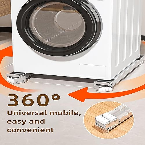 Miniatura 3 de Carretilla ajustable para electrodomésticos con ruedas de 360, base de metal resistente de 2 piezas, soporte móvil para lavadora, secadora,