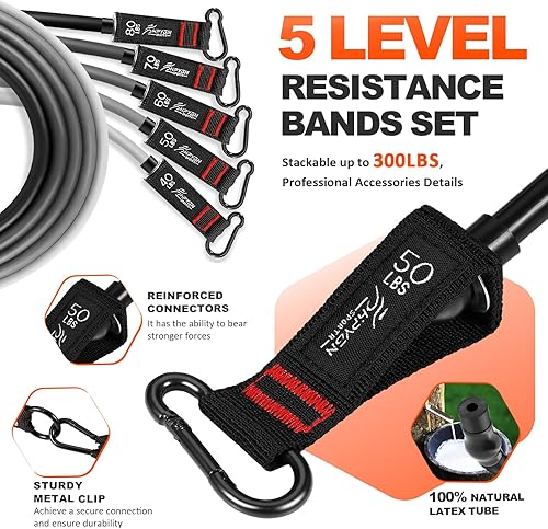 Miniatura 10 de HPYGN - Bandas de resistencia de 150 200 y 250 libras con asas correas de tobillo anclaje de puerta bolsa de transporte ideal para entrenamiento de