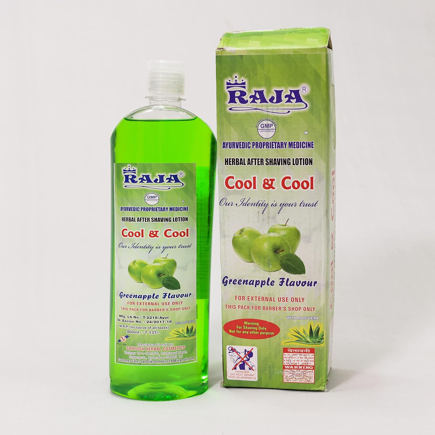 Original RAJA After Shave Lotion 900 ml (Pack of 2) (Green Apple