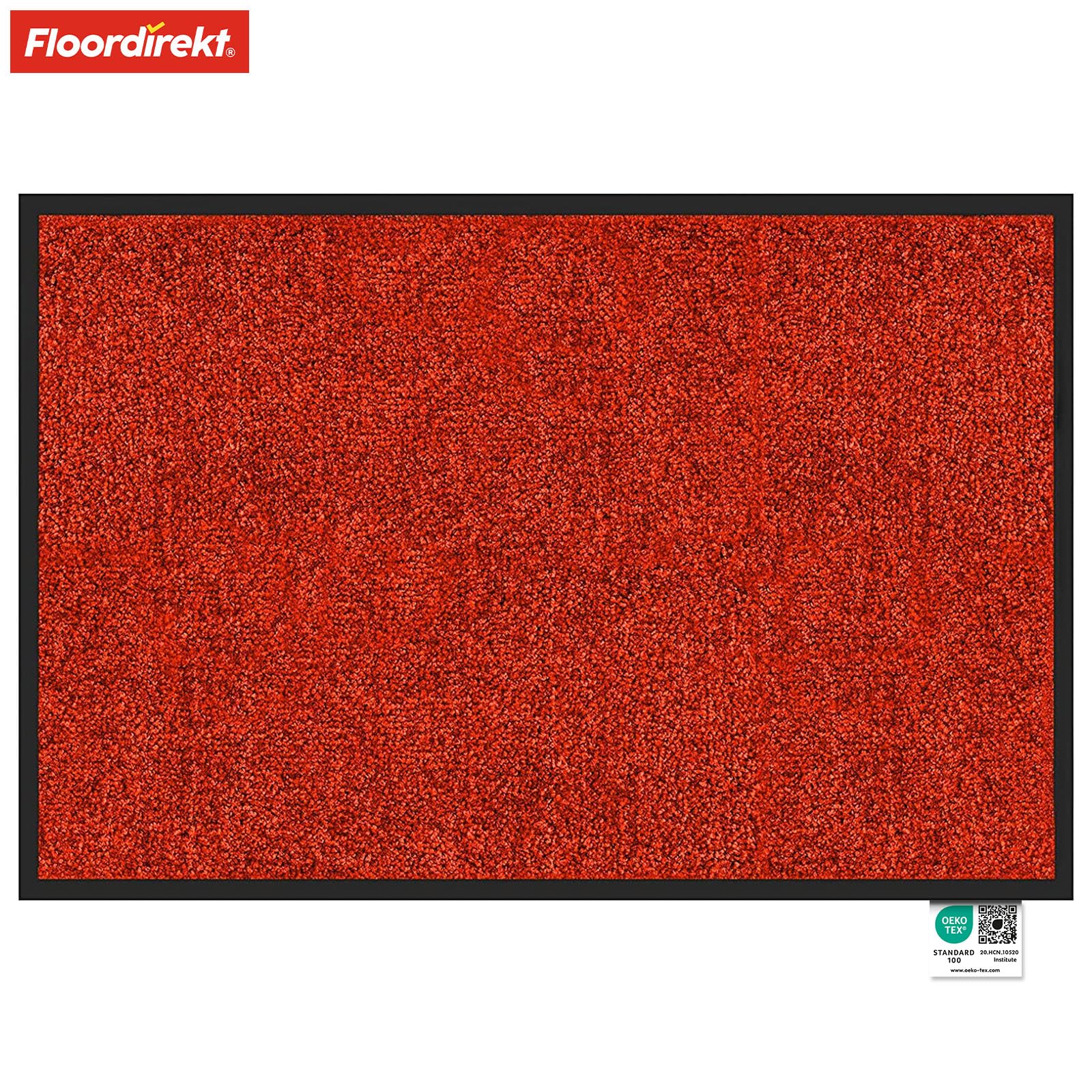 Floordirekt Schoonloopmat Rhine, wasbare en effectieve vloermat, vuilvangmat met antislip achterkant, deurmat in vele maten en kleuren, rood, 135 x 200 cm