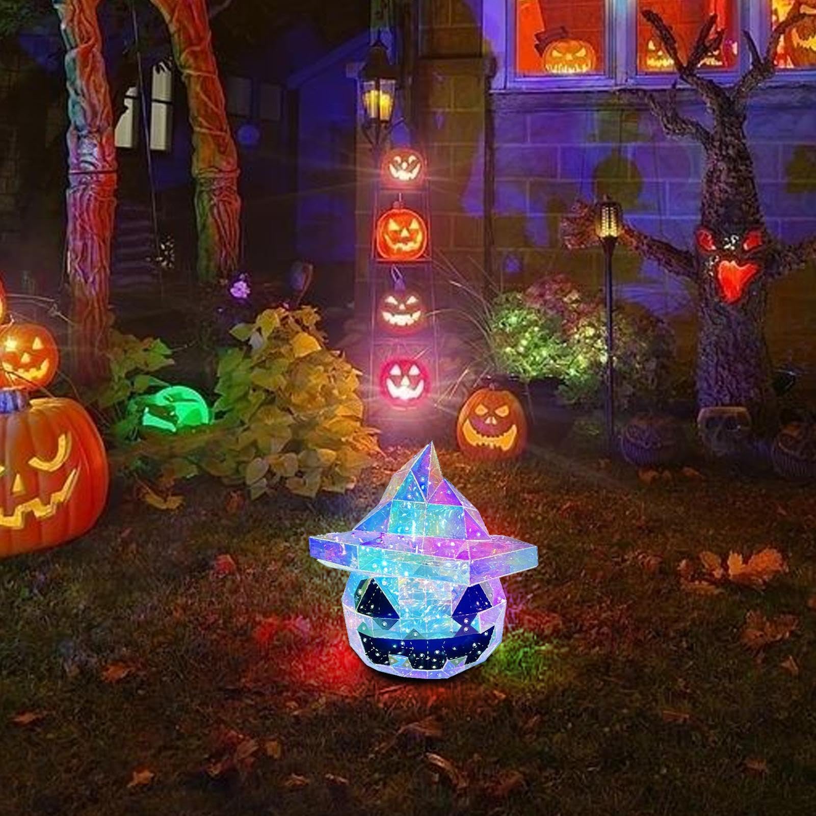 Lámpara de Calabaza lámpara de figurilla ornamental de terror con sombrero