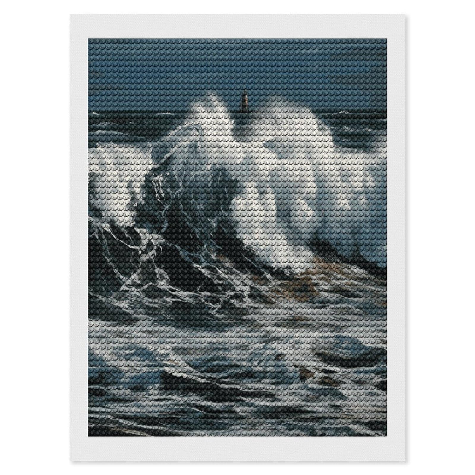 LDGSUPH The Sea Waves Diamond Painting Kits for Adults Paint with Diamond Pictures Art DIY Full Drill Diamond Dots Painting Personalized Diamond Photo for Home Wall Decor Gift 12"x16"
