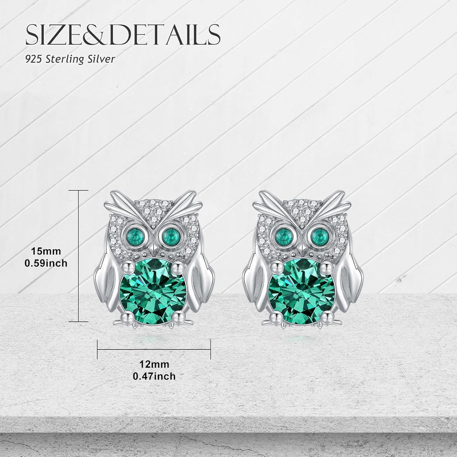 Lab-Created Emerald Stud Earrings for Women 925 Sterling Silver Jewelry Earrings for Mother Wife Her - Image 5