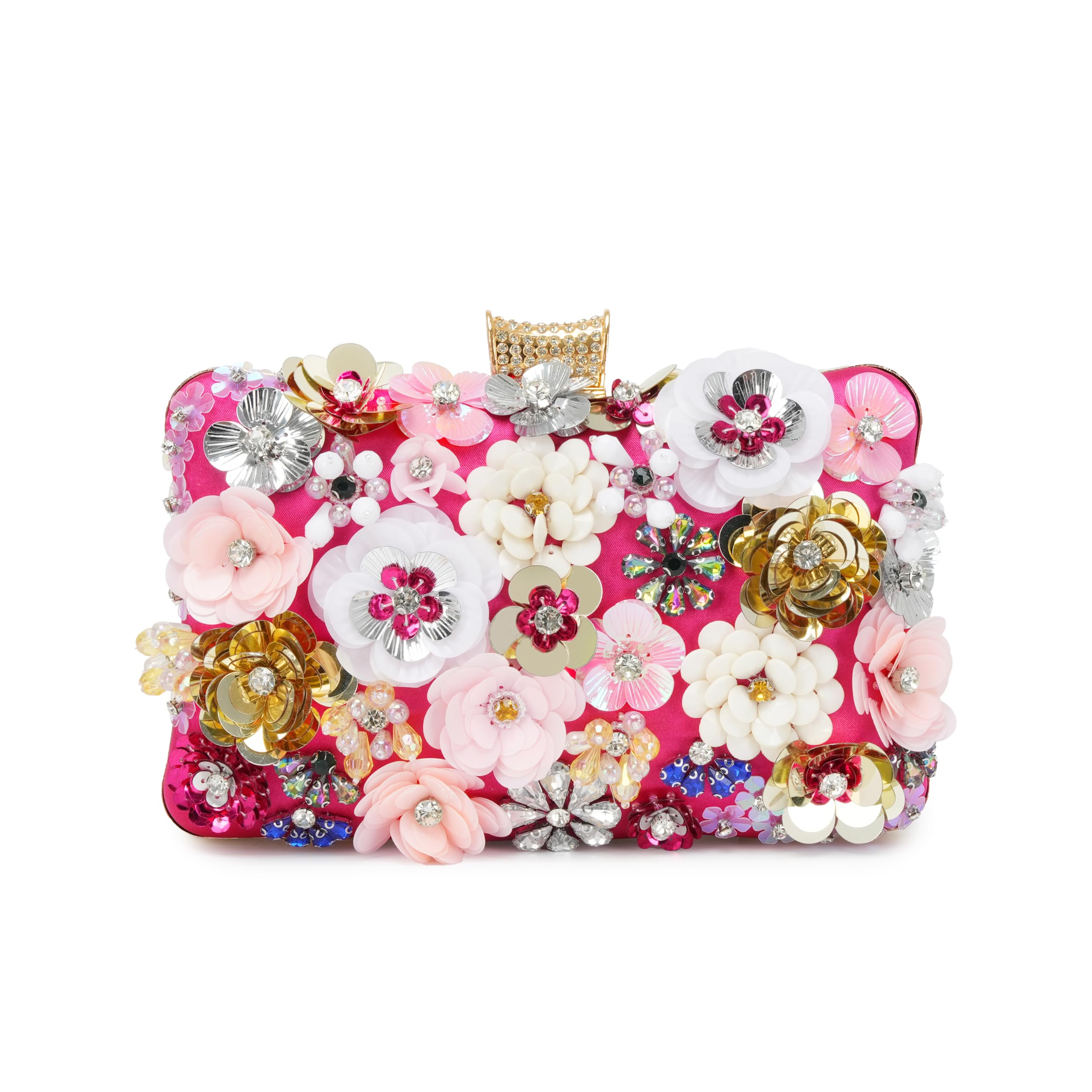 Women Clutch Purse Flower Evening Handbag Chain Shoulder Bag