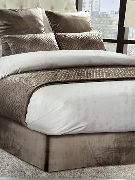 Soft French Velvet Divan Bed Base Wrap Valance in Double Bed Size in Taupe 42cm Deep