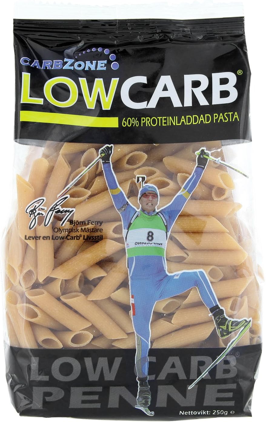 CarbZone Low Carb Penne Pasta, High Protein & High Fiber, 60% Protein 250g (Pack of 1)