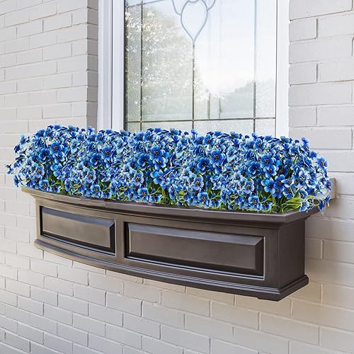 Miniatura 5 de Flores artificiales para exteriores, 8 ramos de flores falsas resistentes a los rayos UV, plantas de flores de plástico sintético para decoración de