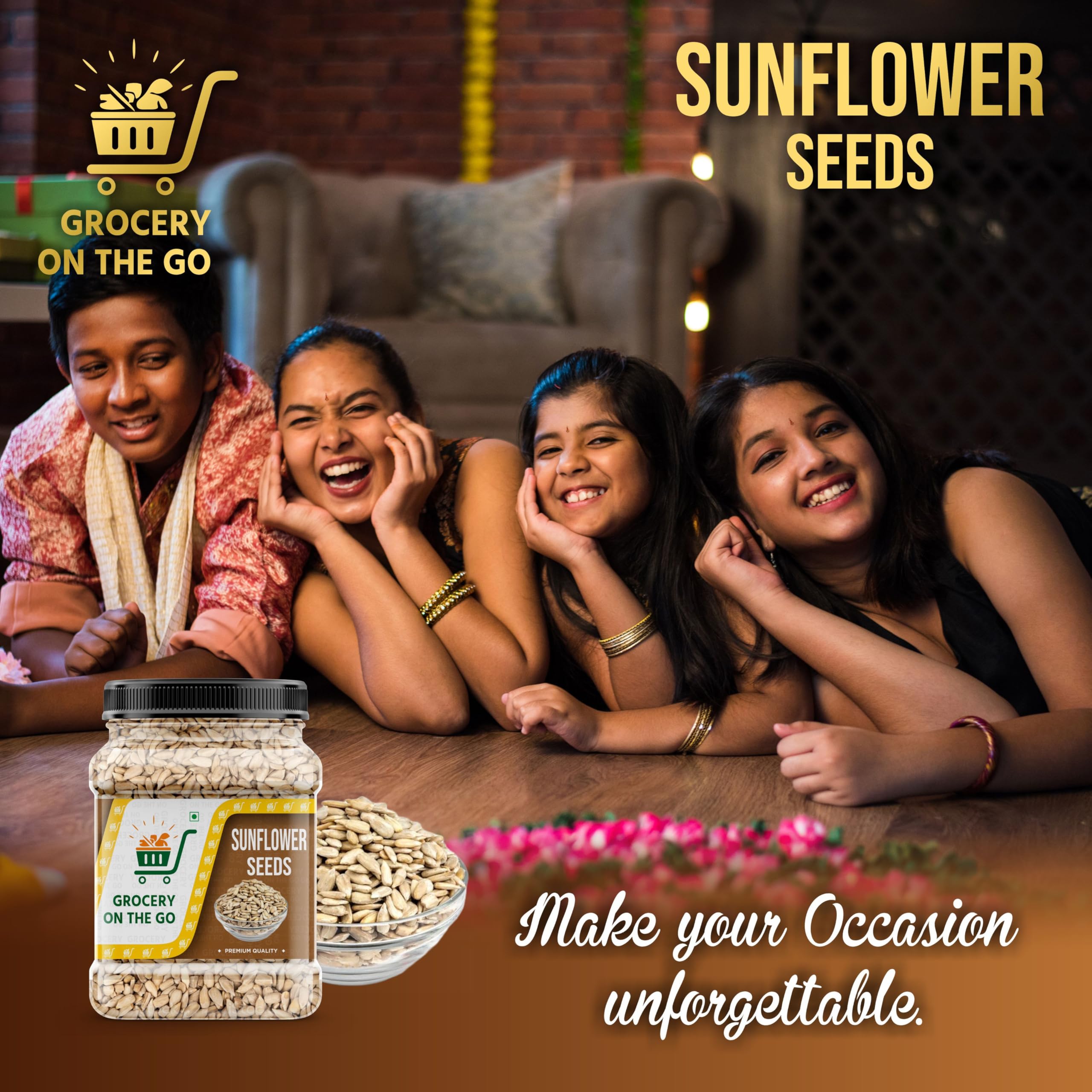 GROCERY ON THE GO Sunflower Seeds - Raw Seeds for Eating | Healthy Snacks | High in Vitamin, Fibre & Protein | Non - GMO | Diet Food | 250gm 3