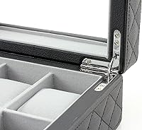 Vista 3 de Heiden Mónaco - Caja de almacenamiento para relojes de lujo de 12 piezas, diseño hecho a mano con costuras de diamante, capacidad para 12 relojes