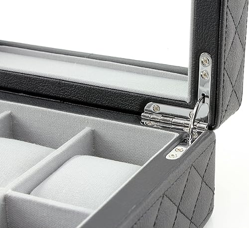 Miniatura 3 de Heiden Mónaco - Caja de almacenamiento para relojes de lujo de 12 piezas, diseño hecho a mano con costuras de diamante, capacidad para 12 relojes,