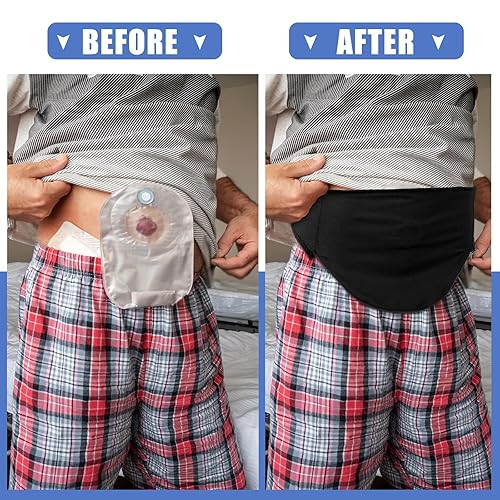 Miniatura 2 de Paterr 8 fundas para cinturón de ostomía con cinturón elástico ajustable y bolsillo interior para sostener la bolsa de apoyo sigiloso para hombres y