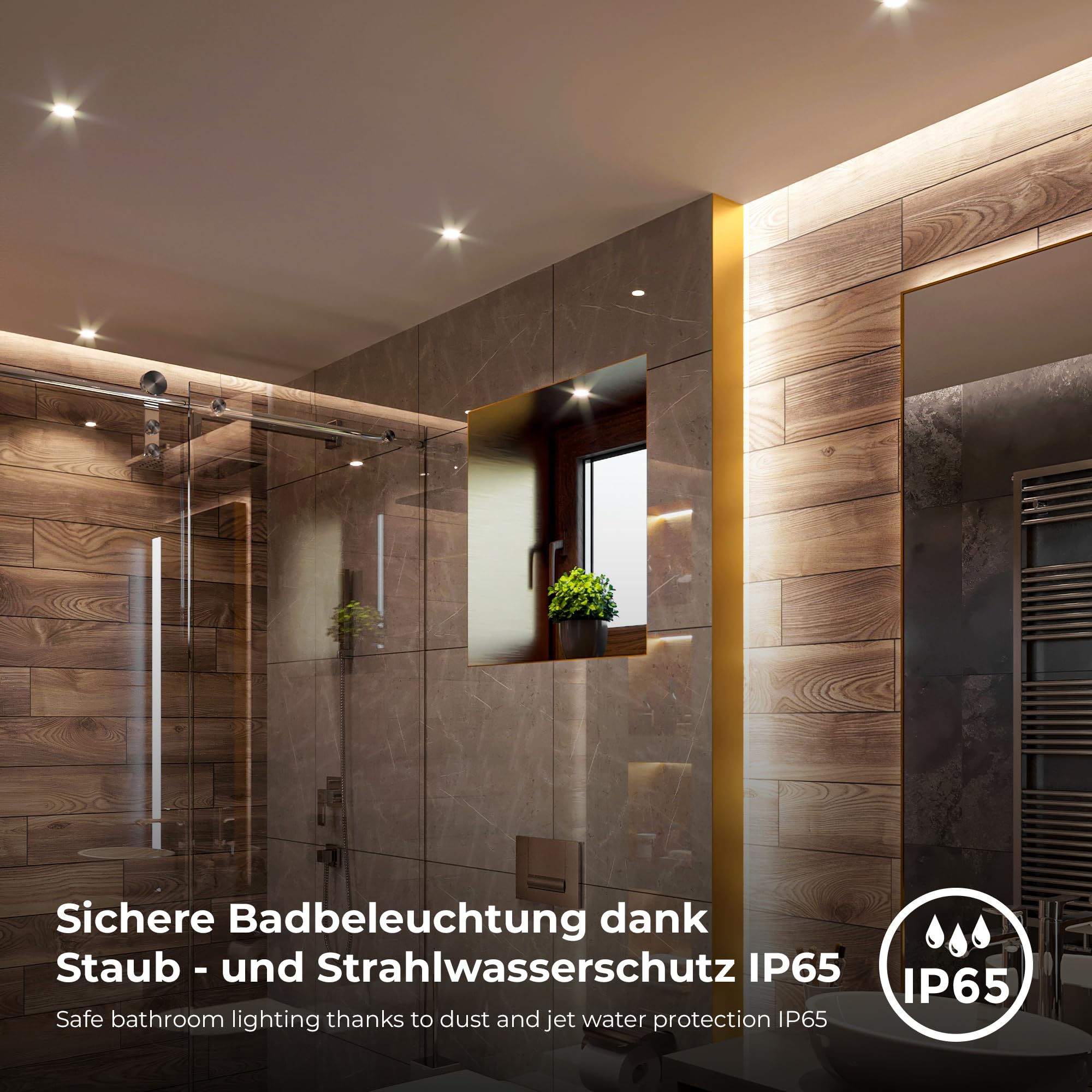 B.K.Licht - 5er Set LED Einbaustrahler 230V, schwenkbarer LED Strahler für das Badezimmer IP65, Deckenstrahler stufenlos dimmbar, Spots, Deckenspots, Badezimmerlampe, Weiß, 90x42 mm (DxH)