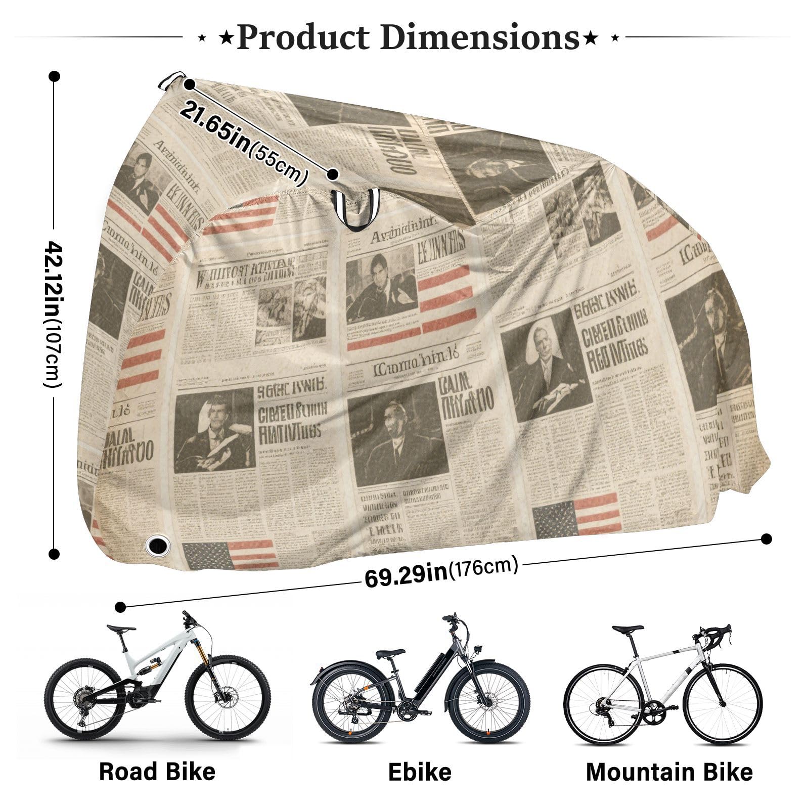 Housse de vélo imperméable avec trous de verrouillage pour intérieur ou extérieur - Convient pour la plupart des accessoires - Marron