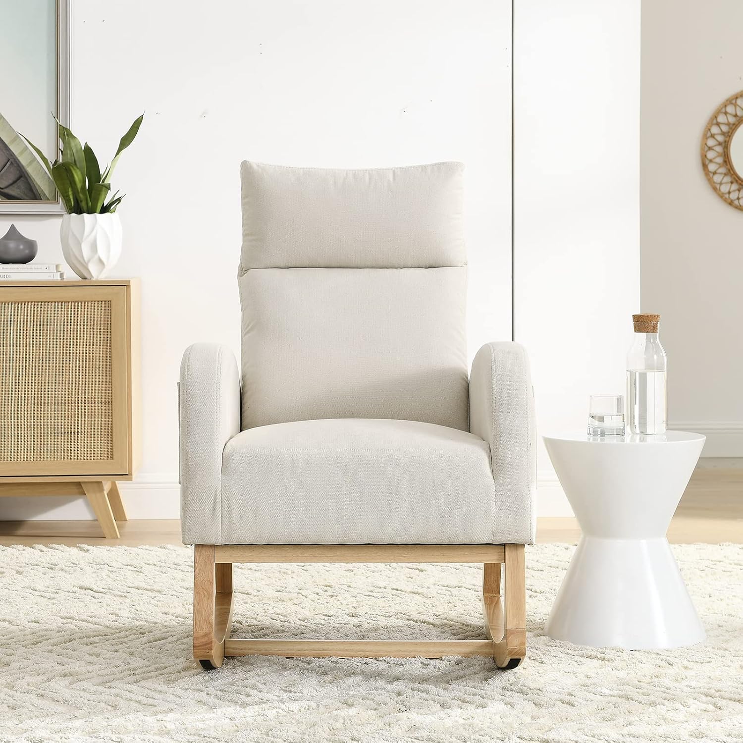 Buy Rocking Chair Nursery,Modern Comfy Armchair with Side Pocket,Mid