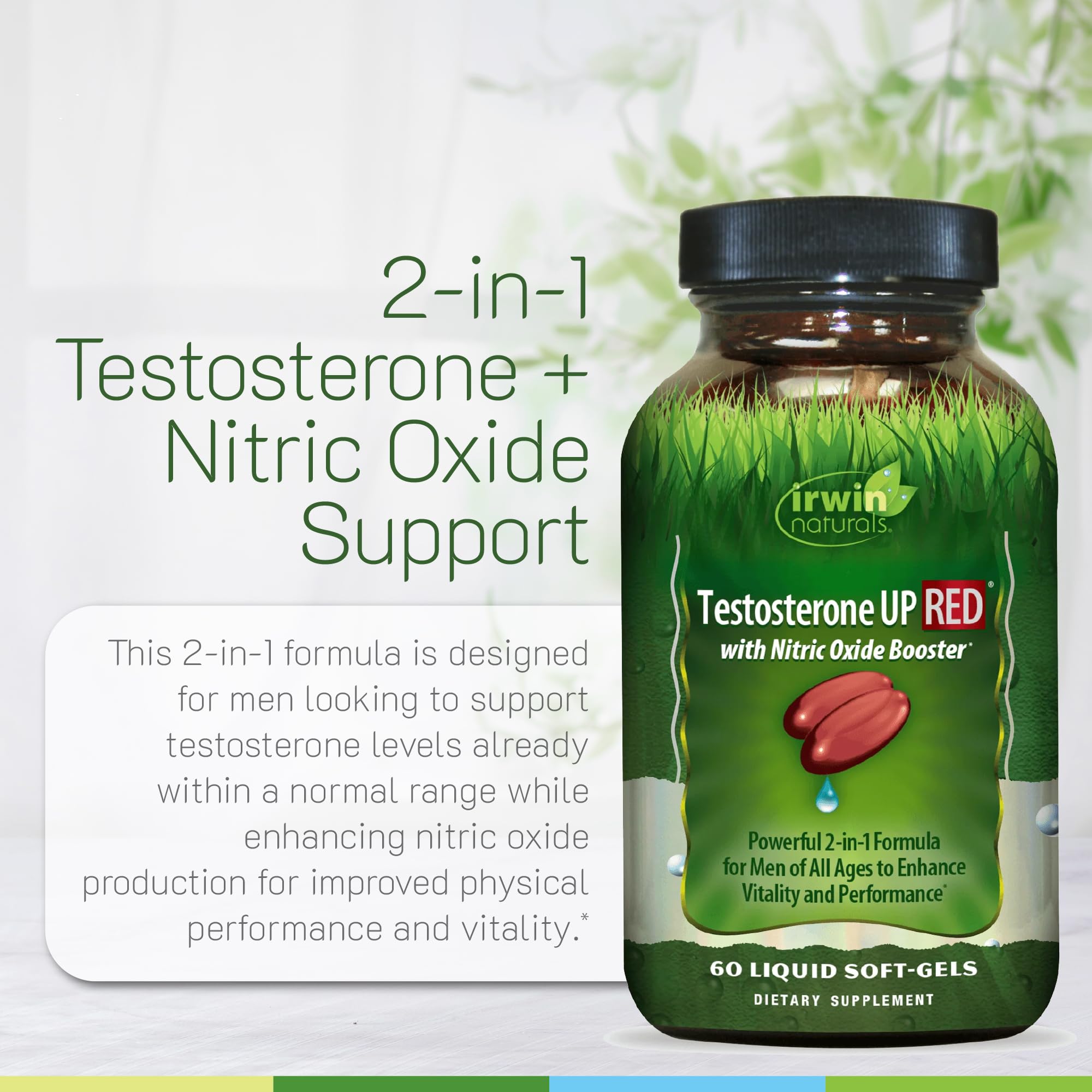 Irwin Naturals Testosterone UP RED with Nitric Oxide Booster | 60 Softgels — Amazon image 5