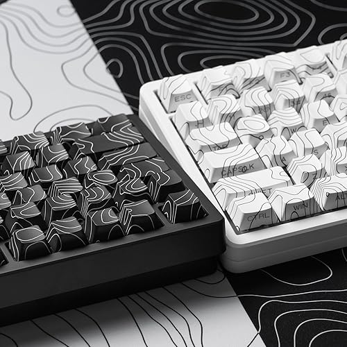 Miniatura 4 de dagaladoo Teclas topográficas blancas pbt, teclas de doble disparo 75 por ciento, juego de teclas de brillo a través del juego de teclas, tapas de