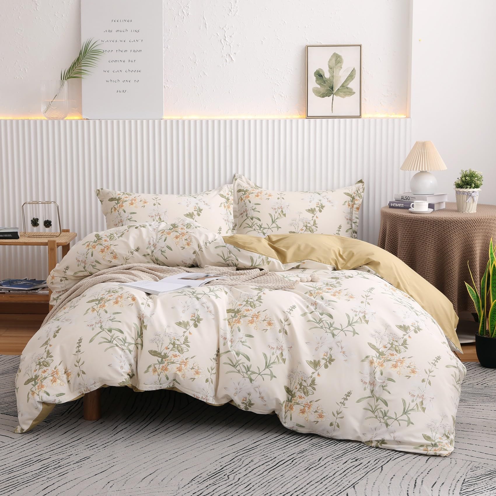 Set Copripiumino King Size OAITE In Cotone Morbido – Motivo Floreale, Traspirante Con Cerniera Lunga E Lacci Angolari - 3