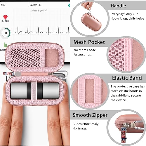 Miniatura 5 de Khanka Funda rígida de repuesto para AliveCor Kardia Mobile ECGKardiaMobile 6L EKG (oro rosa)