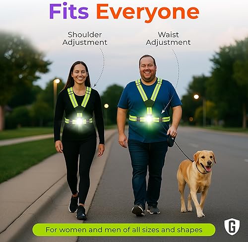 Miniatura 6 de Chaleco reflectante para correr y equipo  Chaleco reflectante que incluye luces de carrera recargables y extraíbles para corredores  Perfecto para