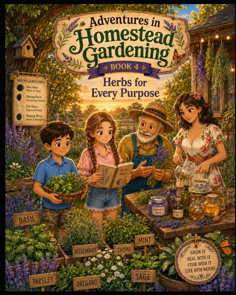 Herbs for Every Purpose: A Children’s Storybook Adventure About Picking, Preserving, Sharing, and Saving Food (Young Adventures in Homestead Gardening)