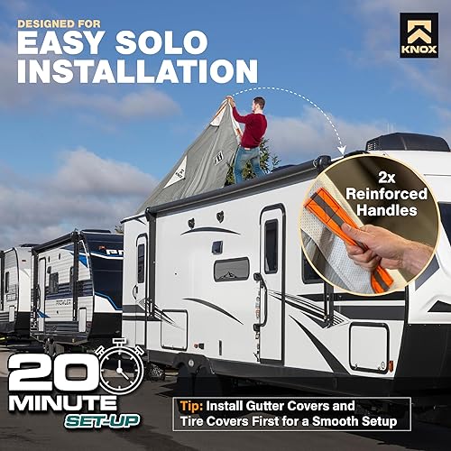 Miniatura 8 de KNOX Funda para remolque de viaje de 3 generación, tela APEX de 7 capas antidesgarros, se adapta a la cubierta de autocaravana, cubierta de