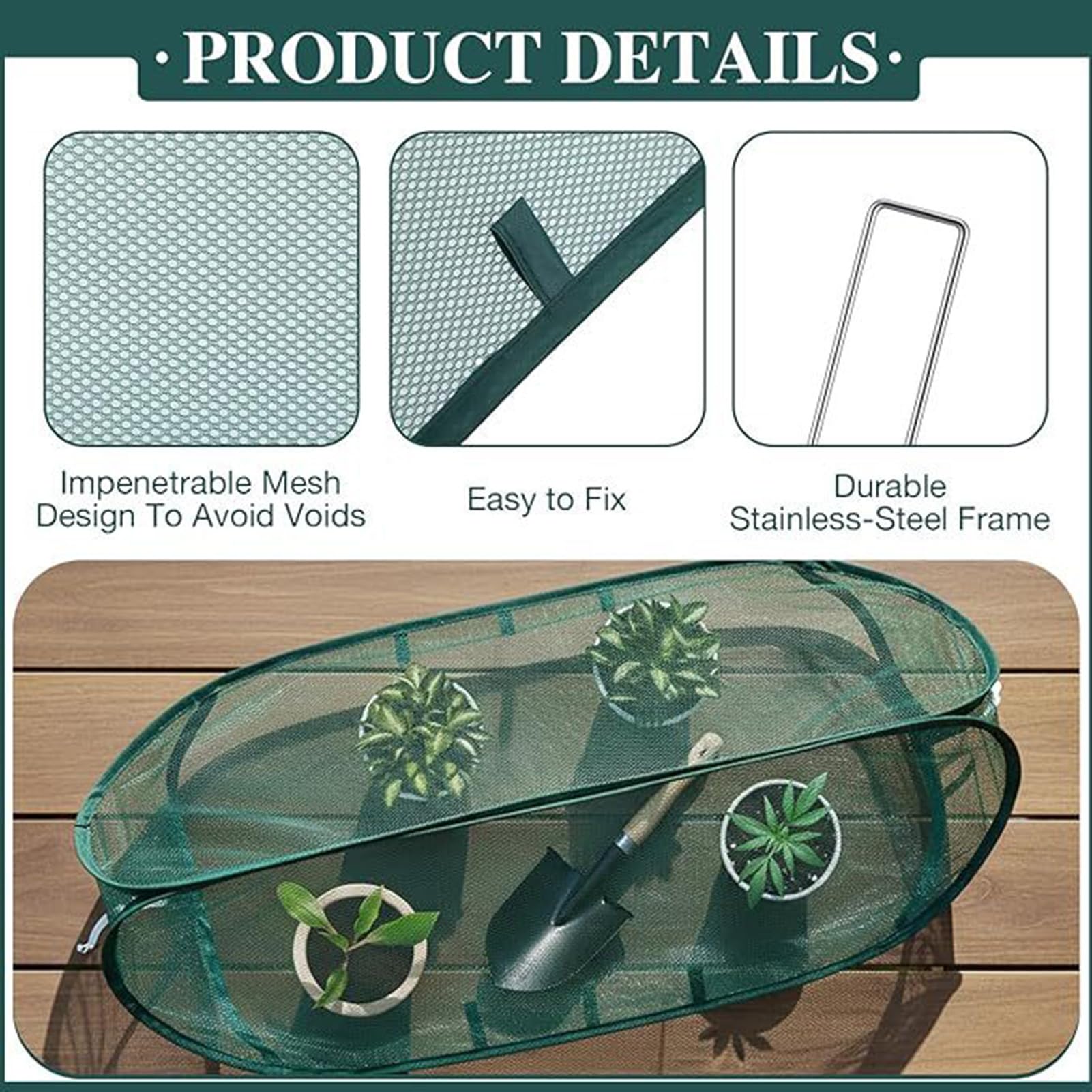 Lot de 2 filets de protection pop-up pour plantes - 100 x 40 cm - Couverture surélevée en maille fine avec piquets - Cage à légumes pliable pour semis
