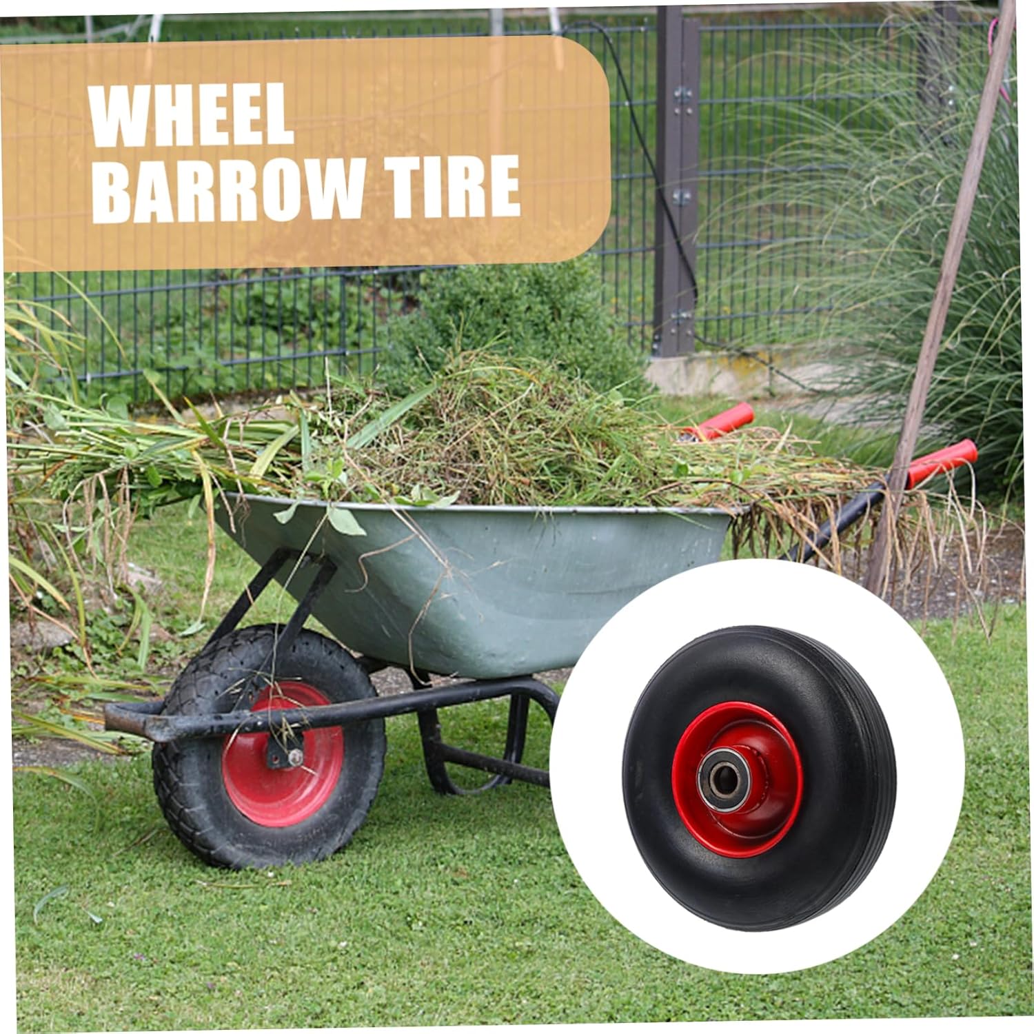 Boy Girl's Garden Cart Solid Rubber Tire Replacement Non-Pneumatic Silent Wheels for Garden Carts and Unicycles and Easy to Install