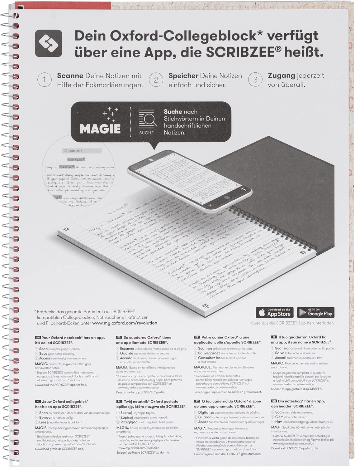 Oxford Recycling College Notepad A4 Squared with Double Margin 80 Sheets (Pack of 10)