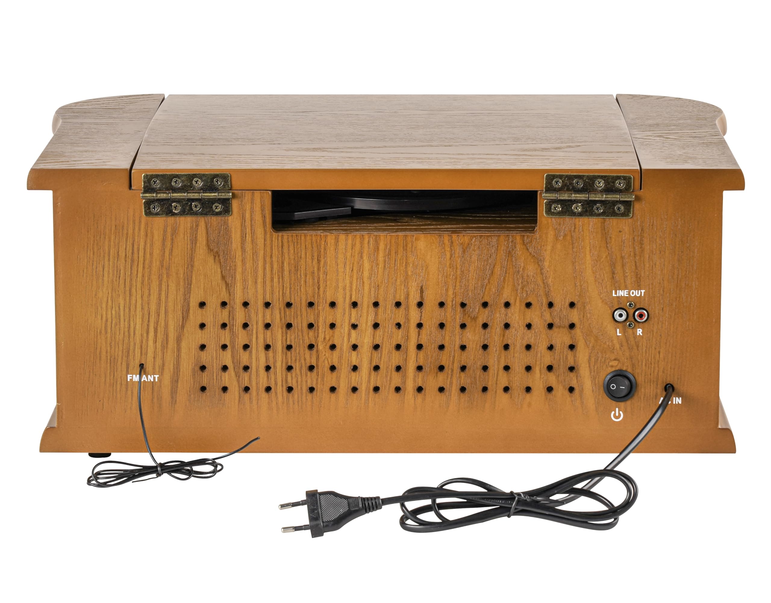 Reflexion HIF2002 Système stéréo rétro avec Platine Disque, Cassette, Lecteur CD et Radio Dab, Dab+, FM/MW, MP3, USB, écran LCD, télécommande, 80 W, boîtier en Bois véritable, Marron