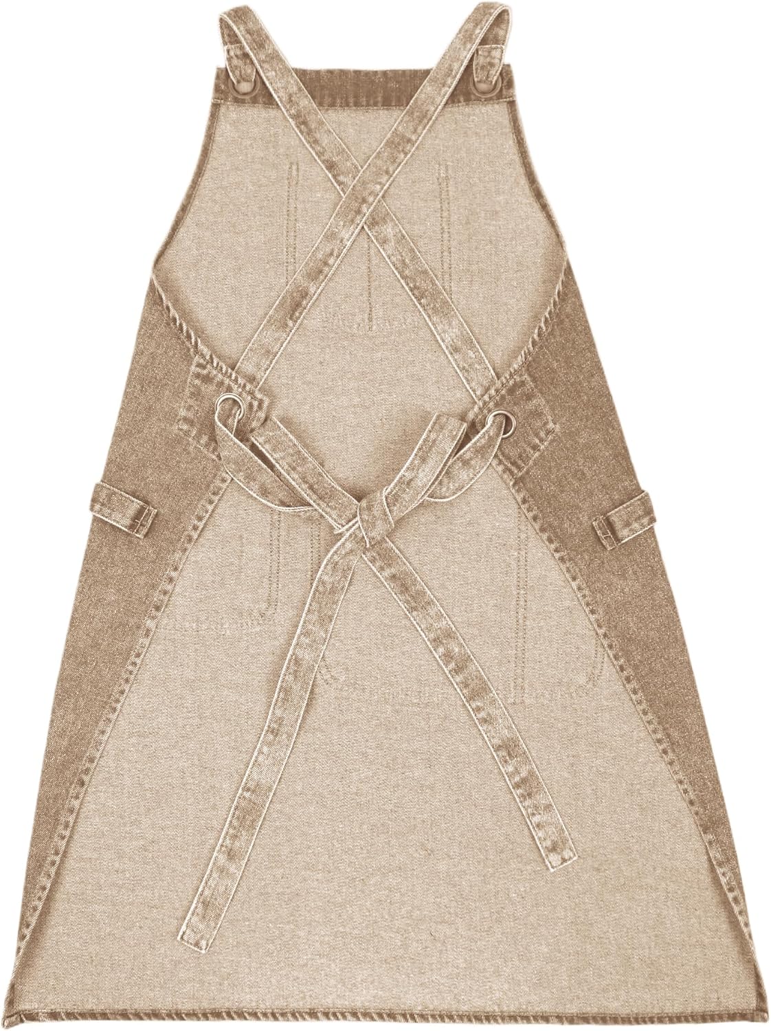 Unisex Denim Apron with Pockets for Cooking Craftsmen Jean Work Apron Cross Straps & Adjustable One-Size-Fits-Most - Image 3