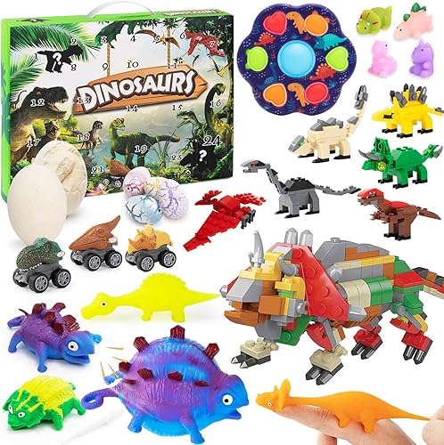 Calendario de Adviento 2023, regalo divertido de cuenta regresiva de Navidad, calendario de Adviento de juguetes de dinosaurio para niños, varios
