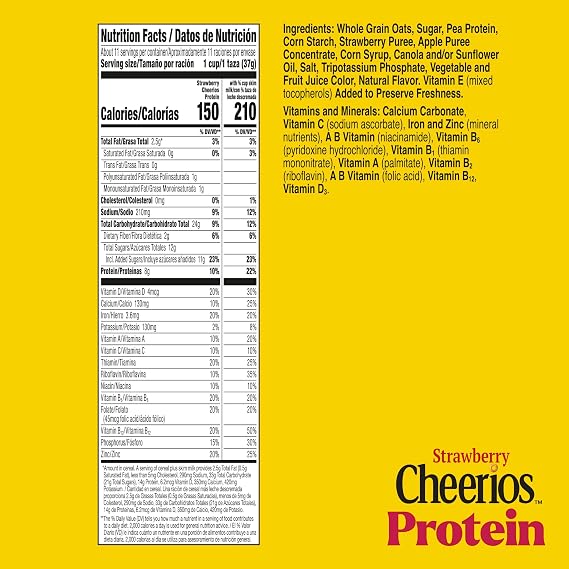 Cheerios Protein Cereal, Strawberry, 8g Protein, Family Size, 15 oz